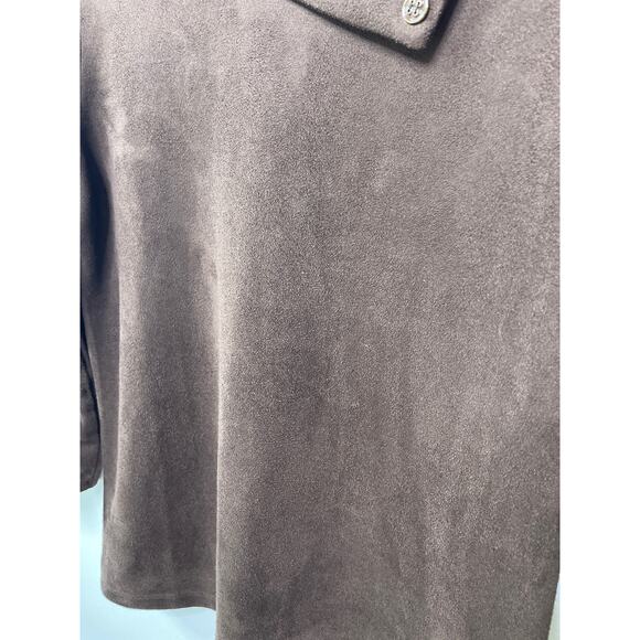 J. McLaughlin Clio Faux Suede Top Button Envelope Collar 3/4 Sleeve Brown XS - Picture 2 of 9